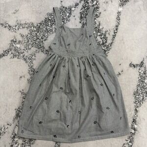Frock Shop Dress‎ Womens Large Gray Cotton Sleeveless Fit Flare Embroidered